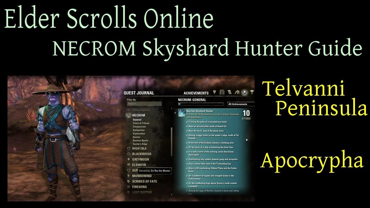 Necrom Skyshard Hunter Guide [Elder Scrolls Online] ESO - Telvanni Peninsula and Apocrypha