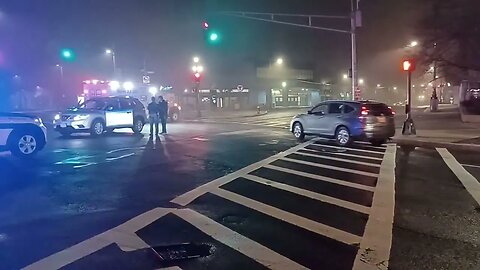 Boston police and fire respond to a motor vehicle accident at Malcolm X and Tremont