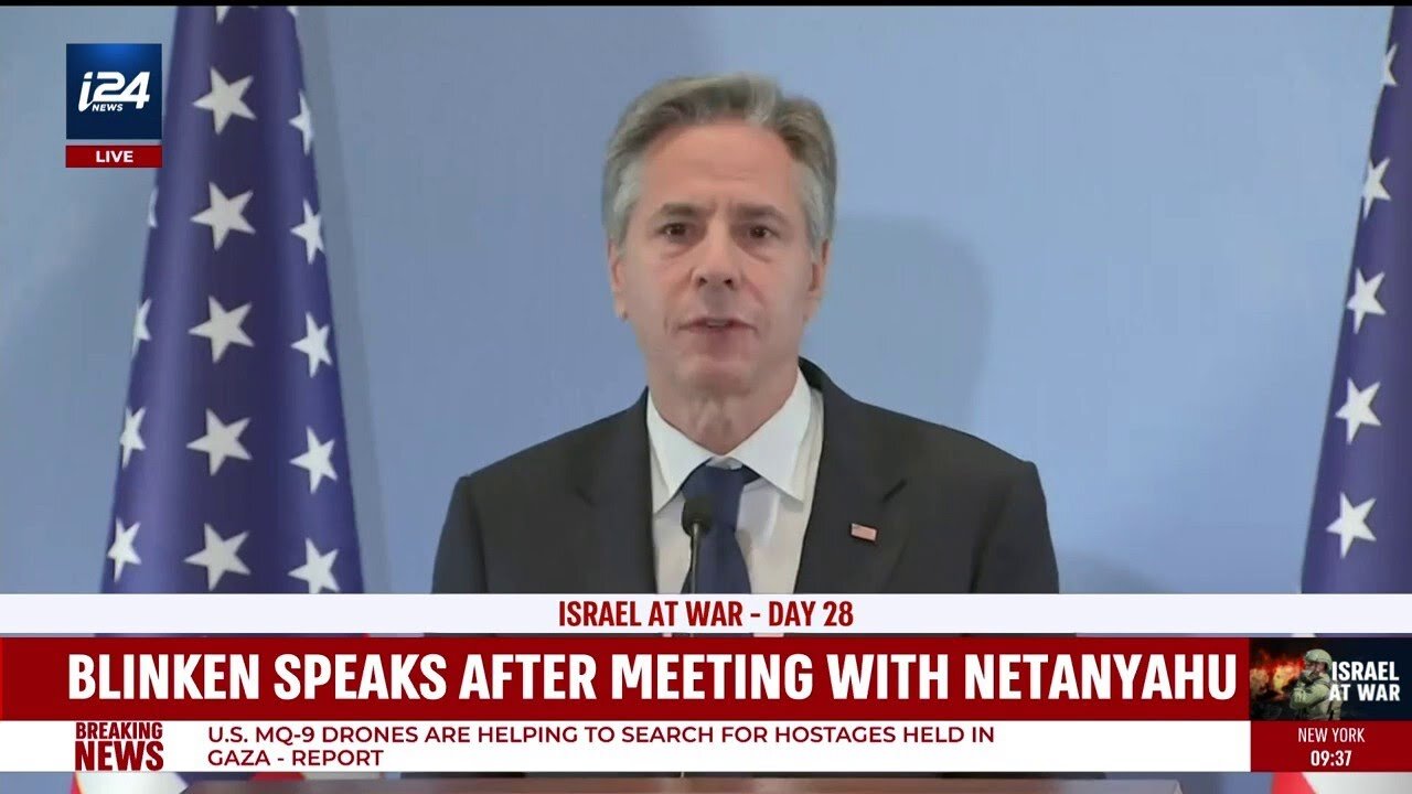 Blinken speask after meeting Netanyahu amid Israel-Hamas war