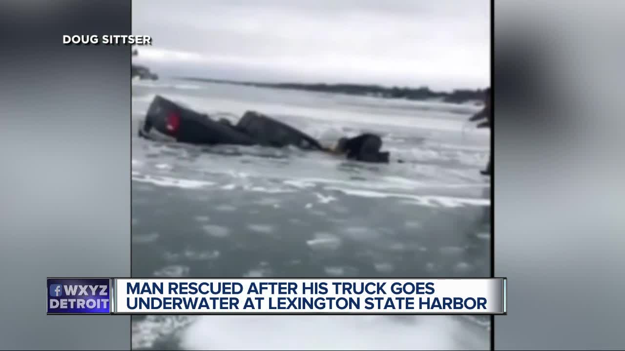 Man rescued after his truck goes underwater at Lexington State Harbor