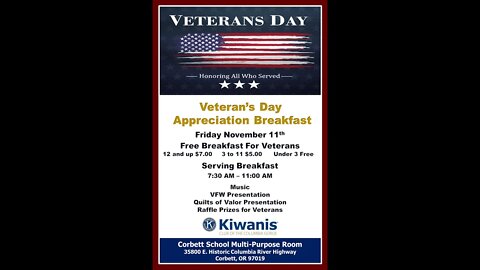 Ride Along with Q #371 - Veteran's Day Appreciation Breakfast - Corbett,OR - Photos/Videos by Q Madp