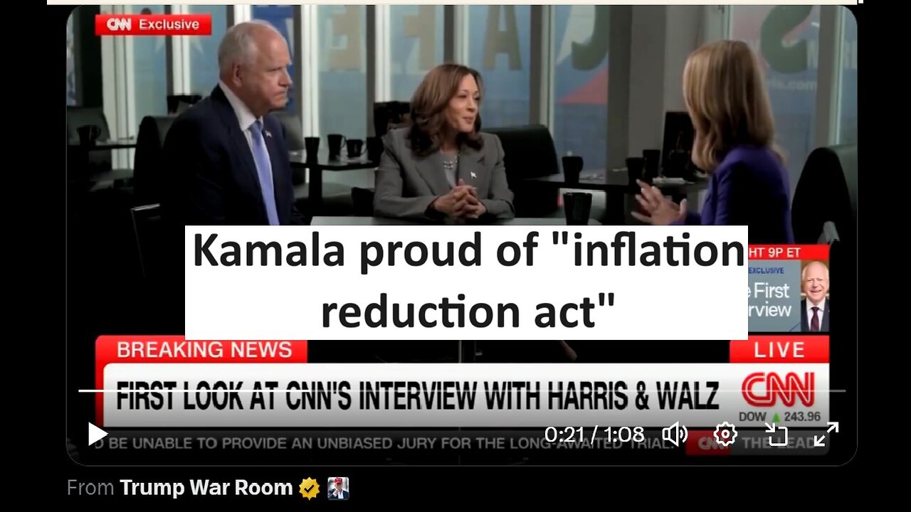 Kamala CNN “interview” only 18min highlights inflation reduction act