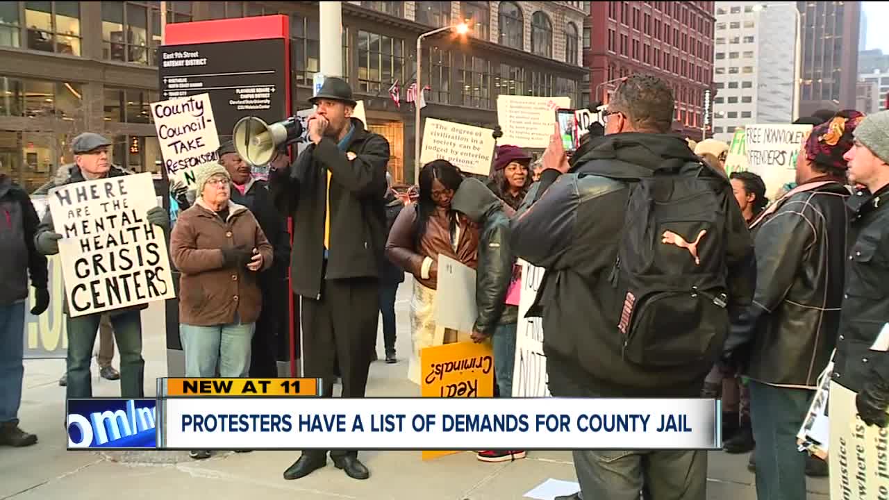 Group protests Cuyahoga County Jail conditions outside county building