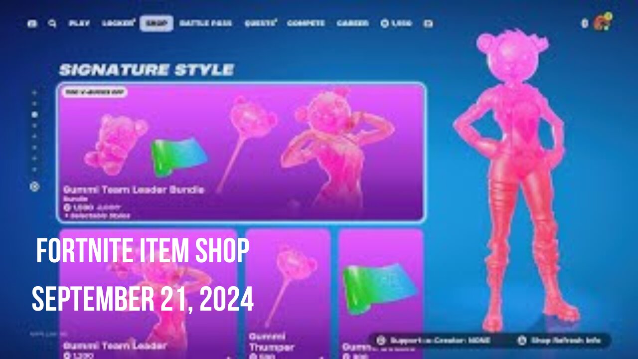 Fortnite Item Shop|September 21, 2024(*New* Gummi Team Leader Bundle)