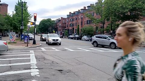 checking out the new bike lane along Tremont Street