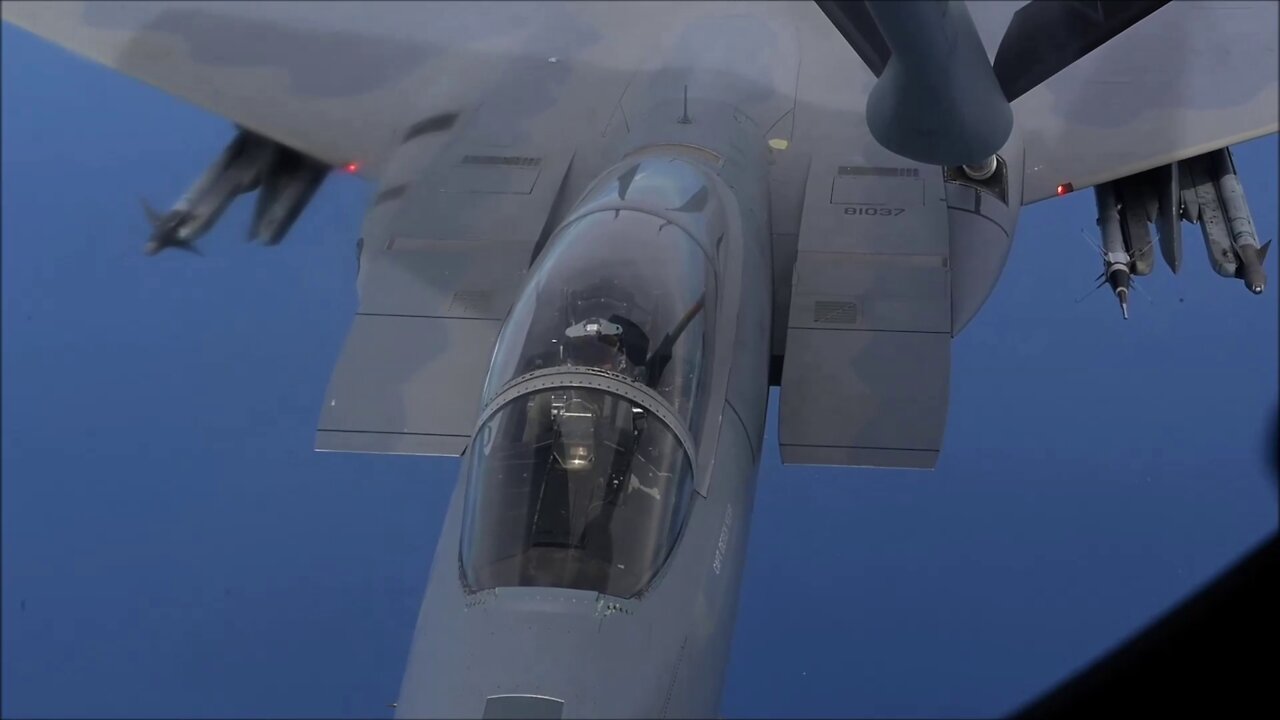 F-15C Eagles refueling over the Pacific Ocean