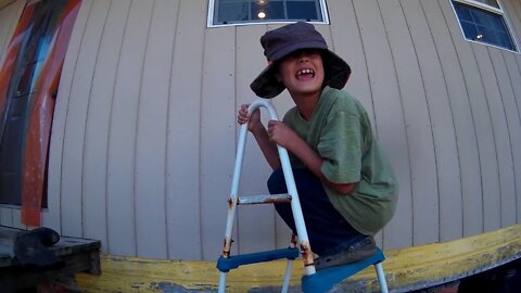 TexasBoys copper top an old table!