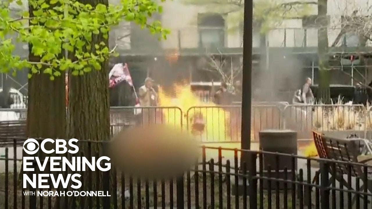 Man sets himself on fire outside trump trial court house