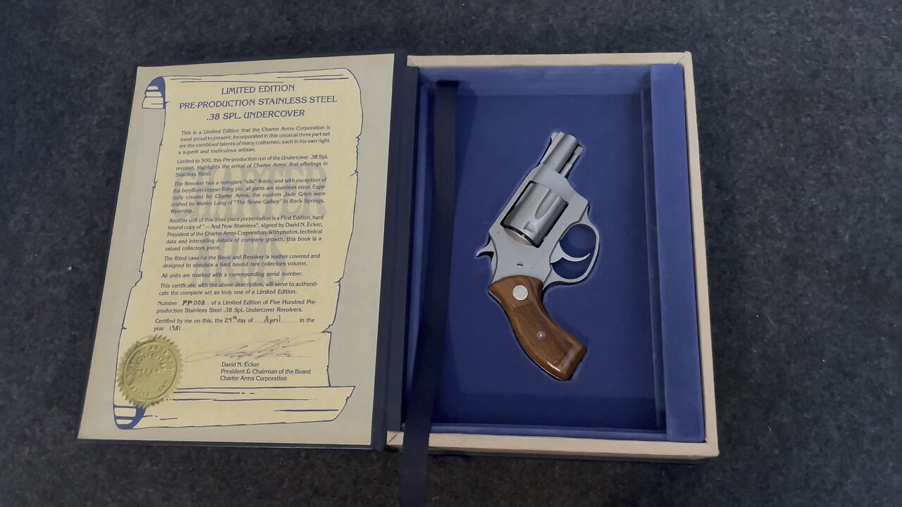 Charter Arms Limited Edition Leather bound book with stainless pre production undercover