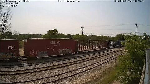 IC Units Leading EB M338 Manifest in Dubuque, IA and East Dubuque, IL on May 23, 2023