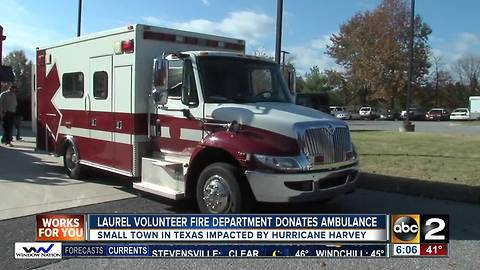 Laurel Fire Department donates ambulance to area affected by Hurricane Harvey