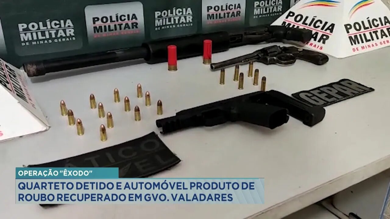 Operação Êxodo: Quarteto Detido e Automóvel Produto de Roubo Recuperado em Gov. Valadares.
