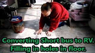 Shortbus Conversion to RV, Filling in holes in bus flooring.