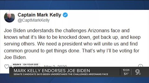 Senate candidate Mark Kelly endorses Joe Biden in Arizona primary