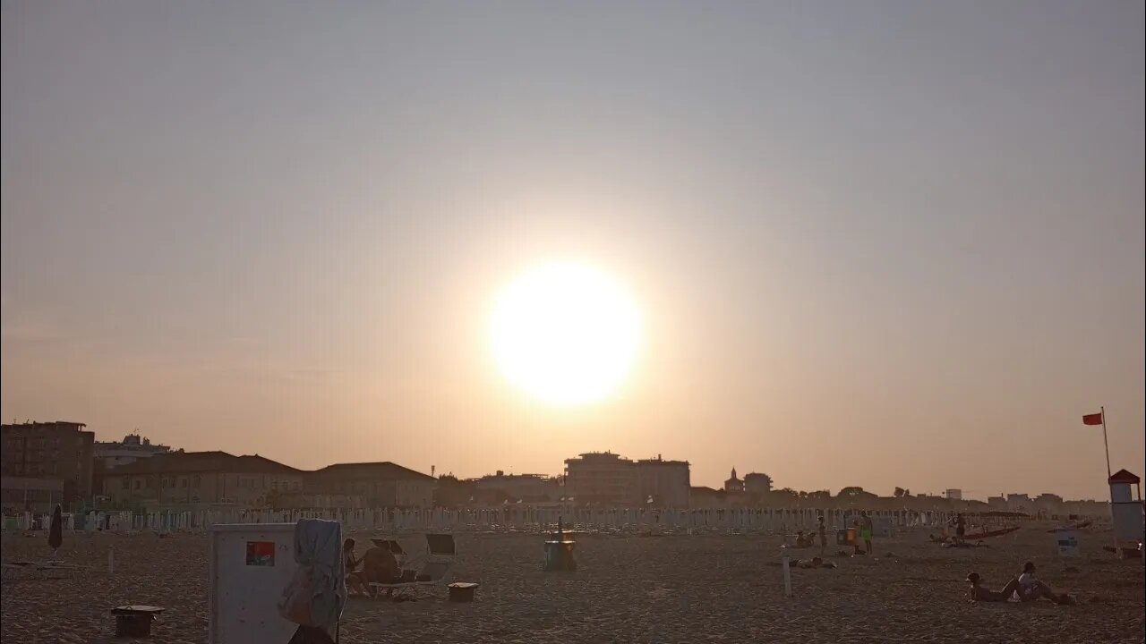 Beautiful evening on the beach in Rimini Italy