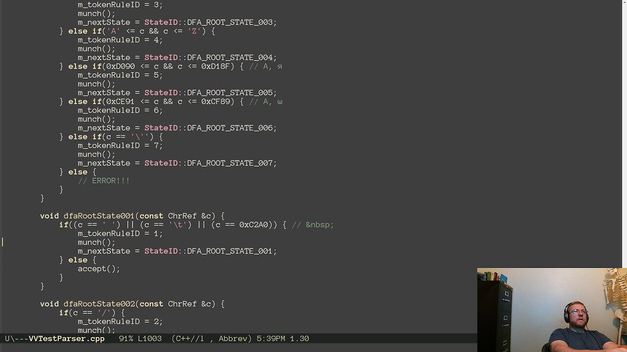 Compiler From Scratch: Phase 1 - Tokenizer Generator 009: Generating DFA State code