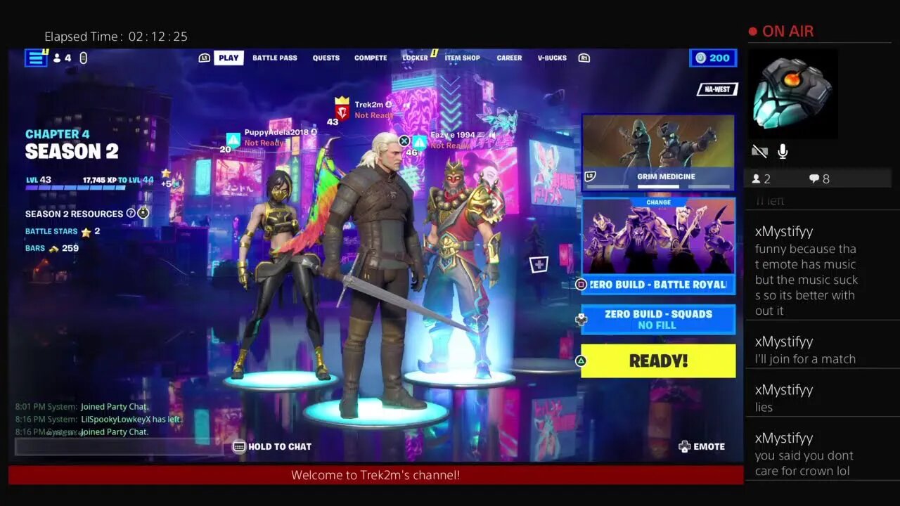 Trek2m is playing Fortnite R.I.P Pepe La Pew Daddy might be joining you soon day 558