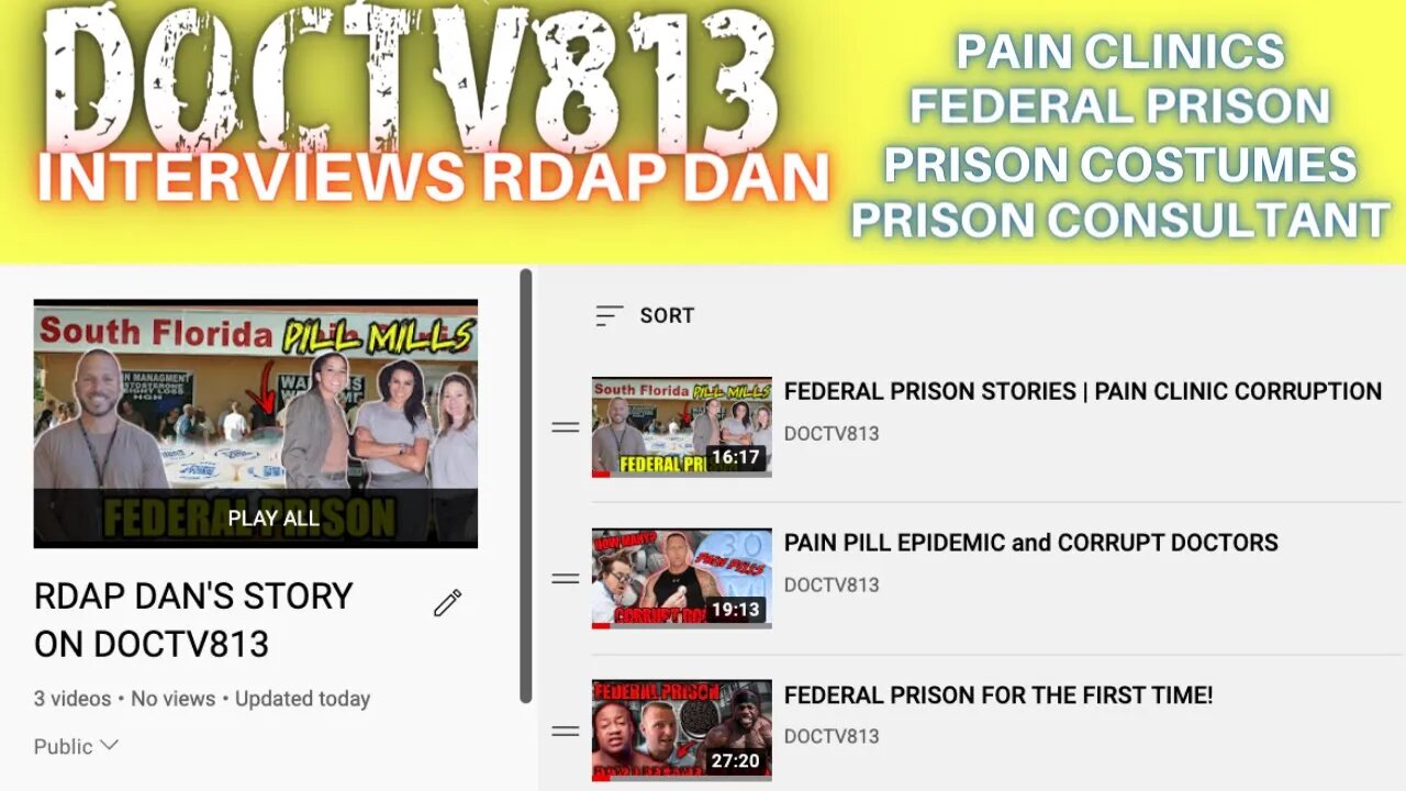 @DOCTV813 Shares RDAP Dan's Story from Pill Mill's. Prison Costumes to Prison Consulting.