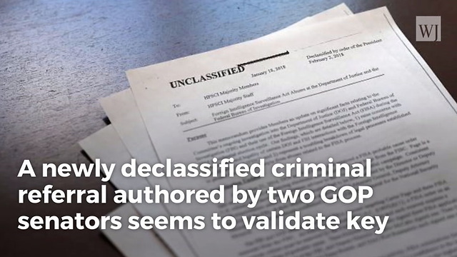 Top Us Senators Release Criminal Referral With Evidence Confirming Nunes Memo