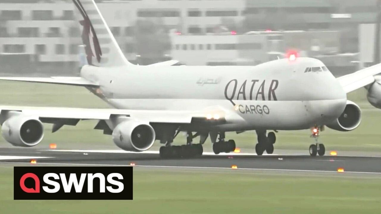 Hair-raising moment Qatar Airways jet navigates bumpy landing