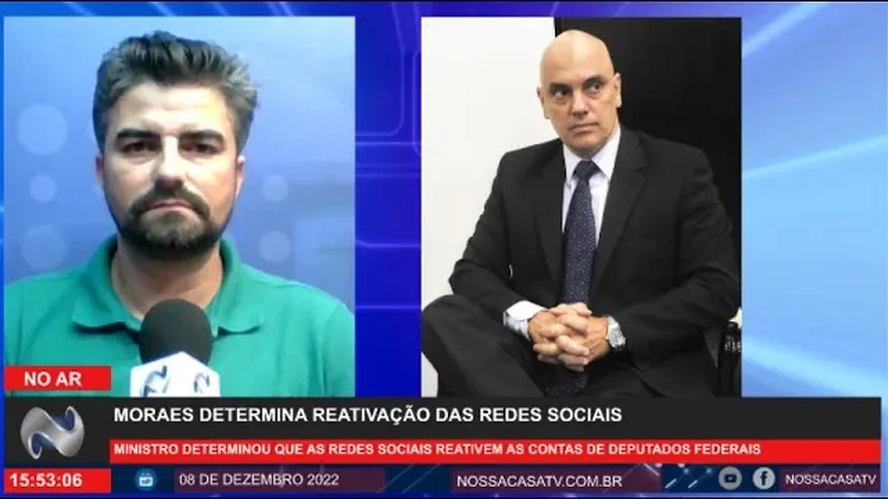 Urgente Moraes determina reativação das redes sociais de parlamentares de direita