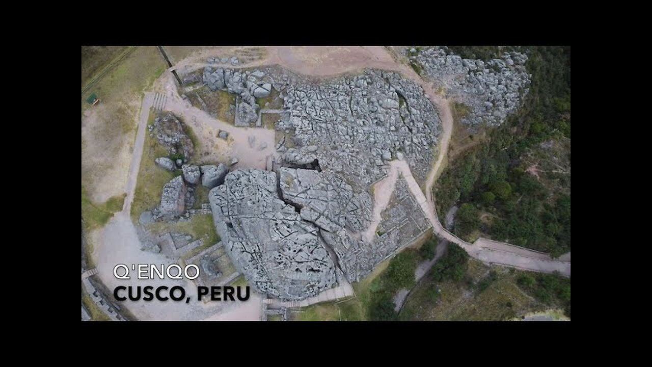 Q'enqo, Cusco, Peru. 4K close-up drone view of the part visitors are not allowed to see