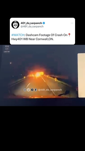 Truck Explosion After Crash