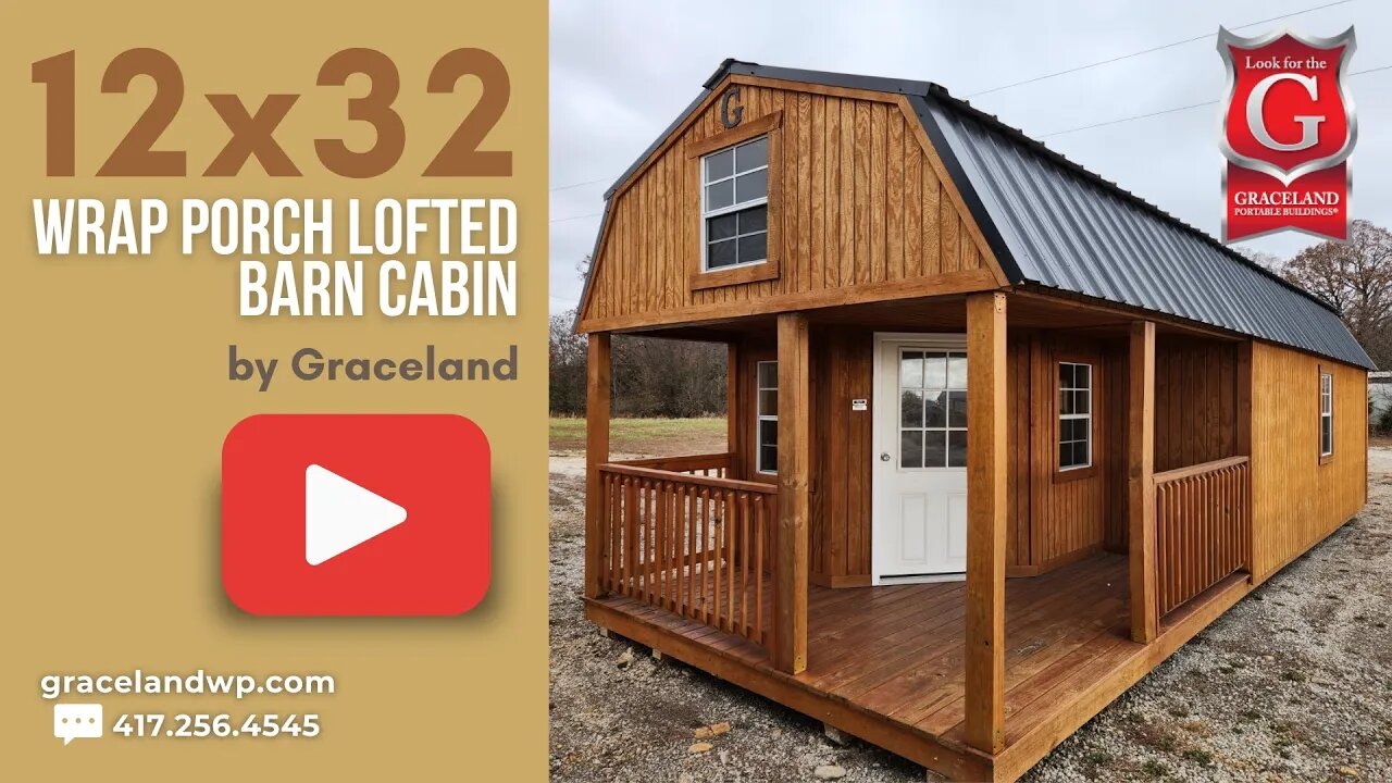 🔎12x32 Wrap Porch Lofted Cabin by Graceland 💬MESSAGE ME NOW!