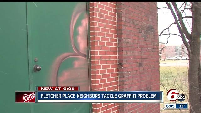 Neighbors in the Fletcher Place neighborhood are tackling a recent rash of graffiti