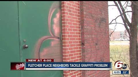 Neighbors in the Fletcher Place neighborhood are tackling a recent rash of graffiti