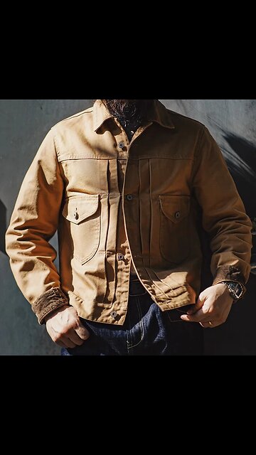 SALE!! Men's Vintage Western Ranch Jackets Heavyweight Canvas Lapel Denim Jacket