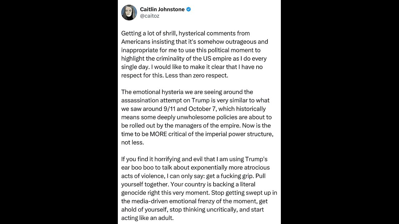 Americans hysterical about Trump’s “Ear Boo Boo” - Scott Ritter replies to Caitlin Johnstone
