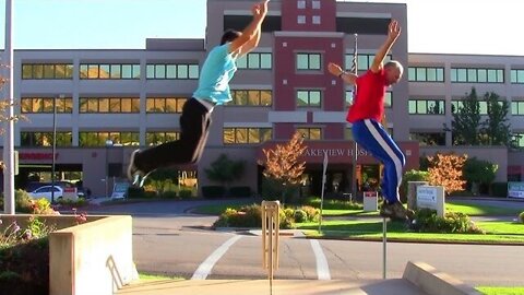 Father and Son Parkour Training