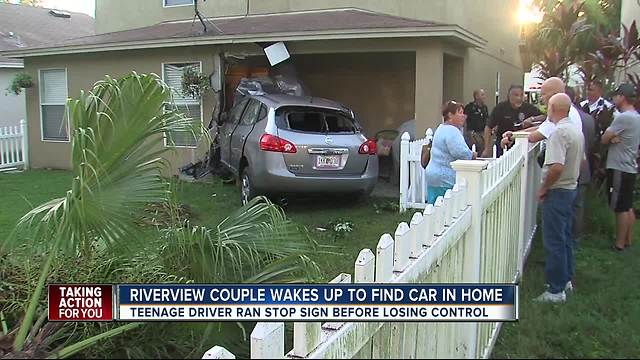 Riverview couple wakes up to find car in home