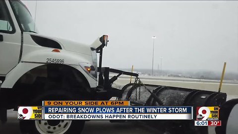Snow plows get touch-ups between winter storms
