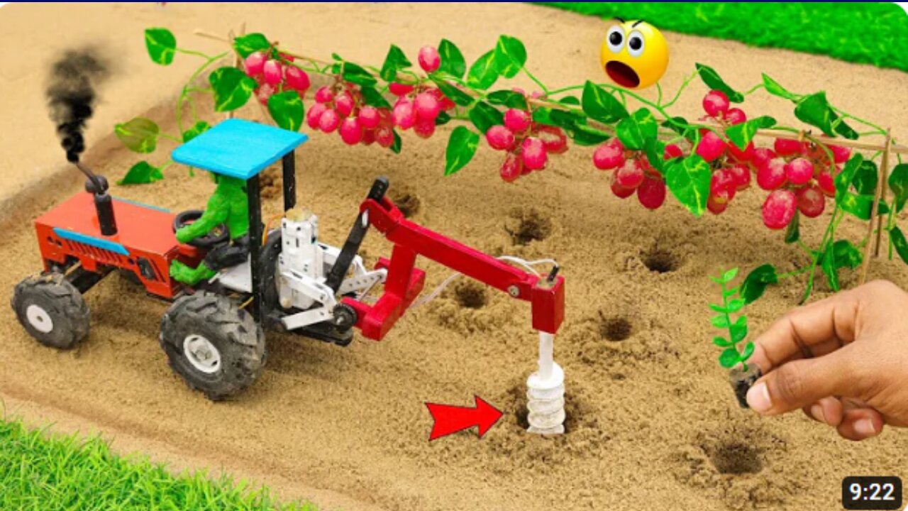 diy tractor making hole digger machine for grapes planting science project