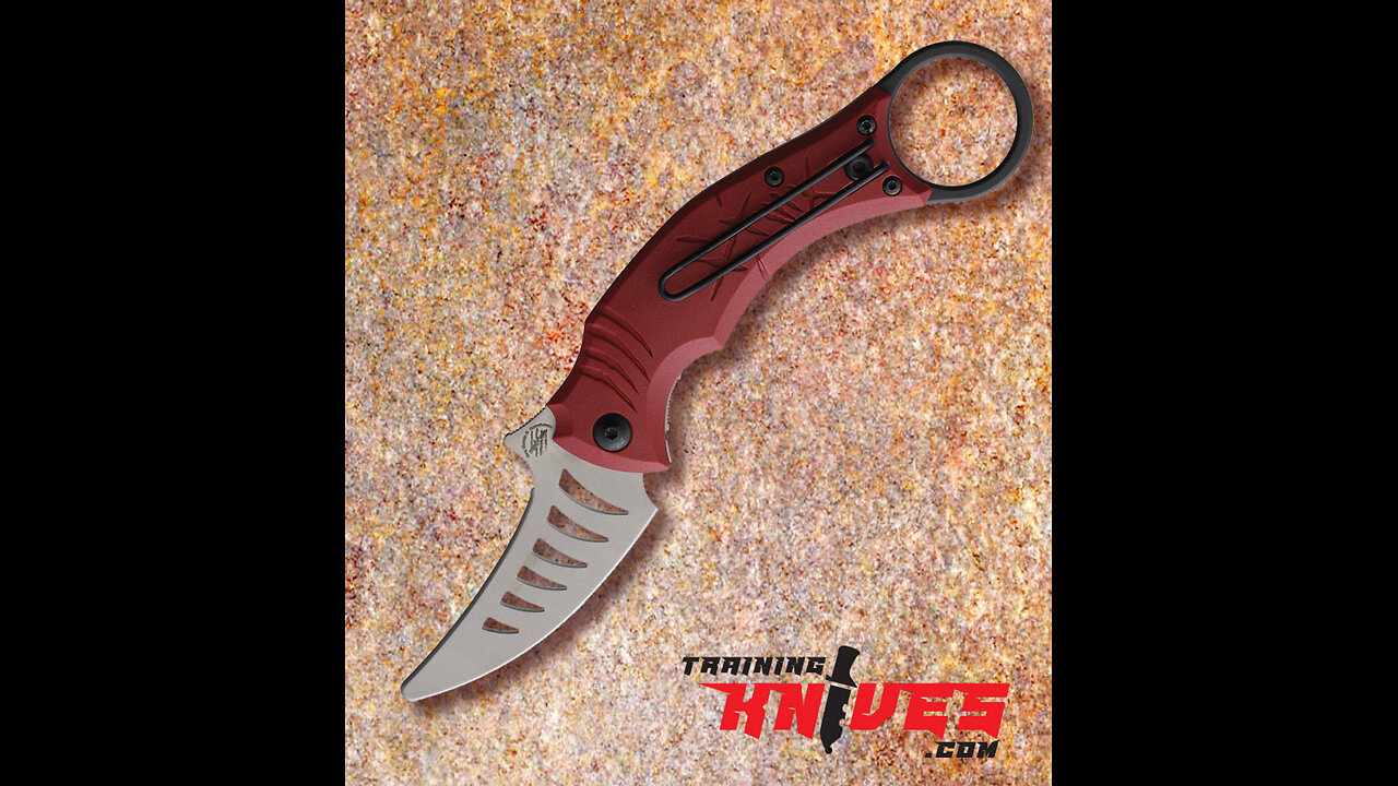 Bastinelli Creations Mako Satin Red FRN Handle Reverse Karambit Trainer BAS18T