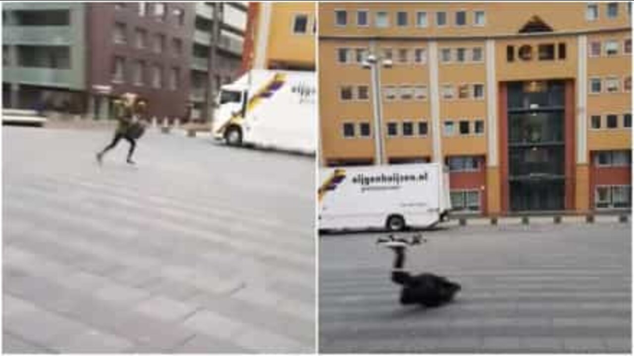 Strong winds throw people to the ground in the Netherlands