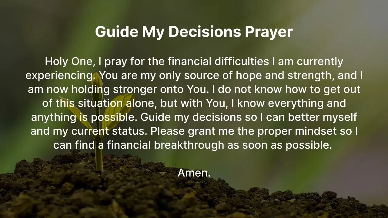 Guide My Decisions Prayer (Prayer for Financial Stability)