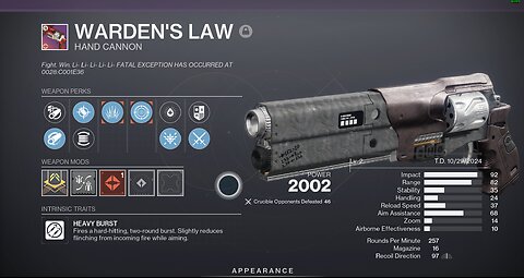 "Boosting the Warden's Law Hand Cannon for PvP"