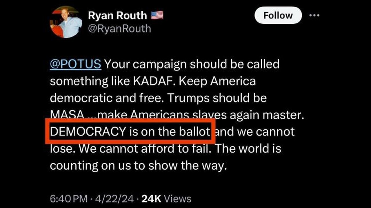 Pres Trump Assassin ryan wesley routh RADICALIZED By Corporate liberal democrat cult fake news Press