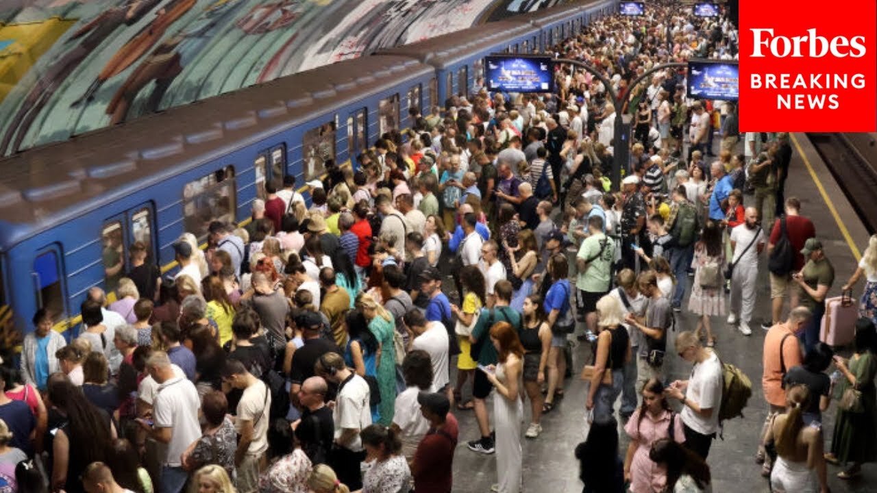 Ukrainian Civilians Take Refuge In Kyiv Subway Due To Ongoing Russian Air Raid