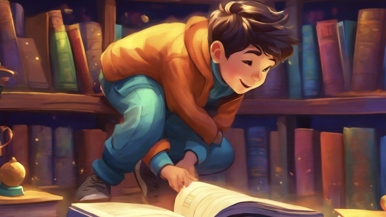 A Boy's Remarkable Adventure Through a Magical Library