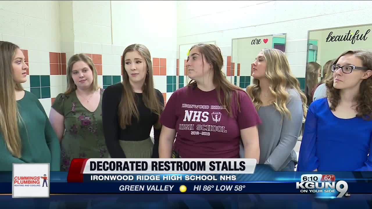 Students decorate restroom stalls, sending uplifting messages