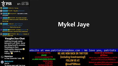 2024-01-15 07:06 EST - Patriots Soapbox AM: with MykelJaye, SkyeBreeze