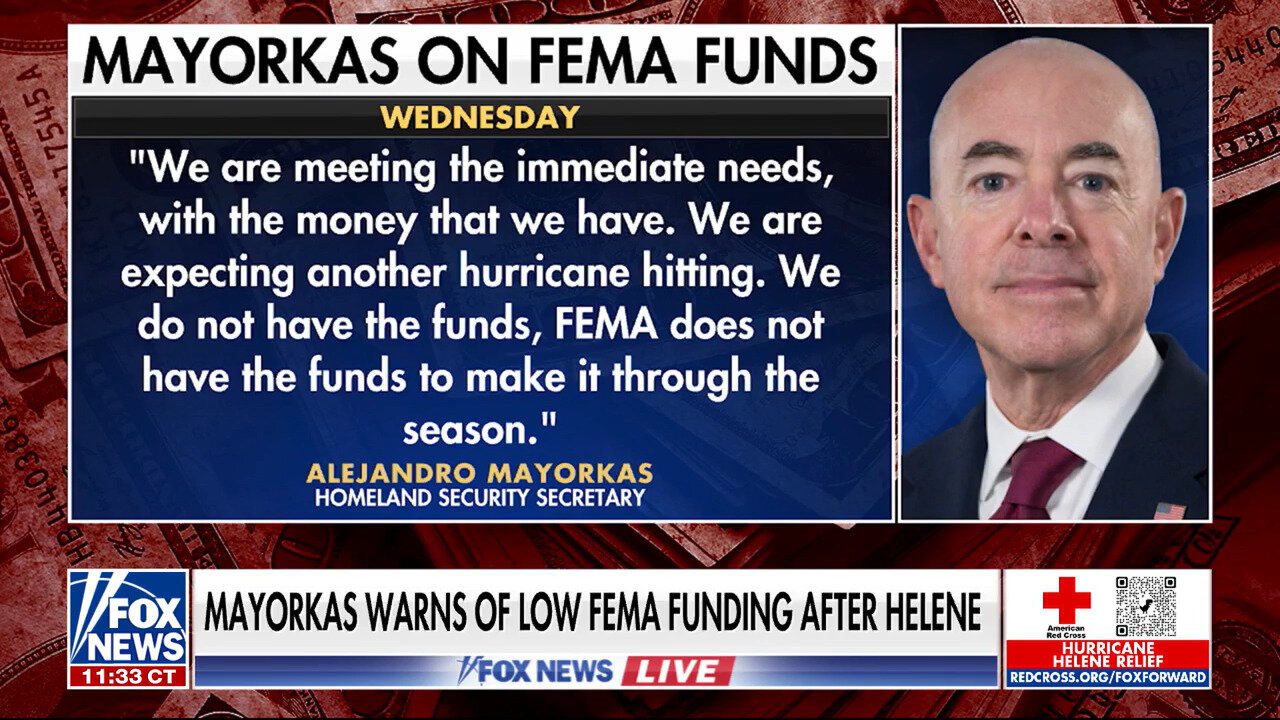 Secretary Mayorkas Warns Of Troublingly Low FEMA Funding After Helene