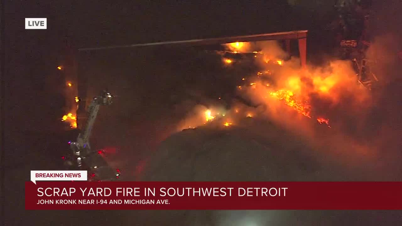 Scrap yard fire in Southwest Detroit