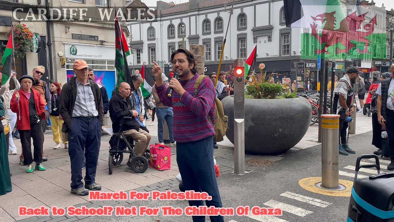 March for Palestine. Back To school. Queen Street Cardiff