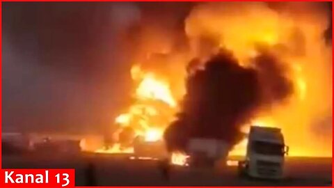 Strong blast at Iraq-Iran border crossing point - 14 fuel tankers burned