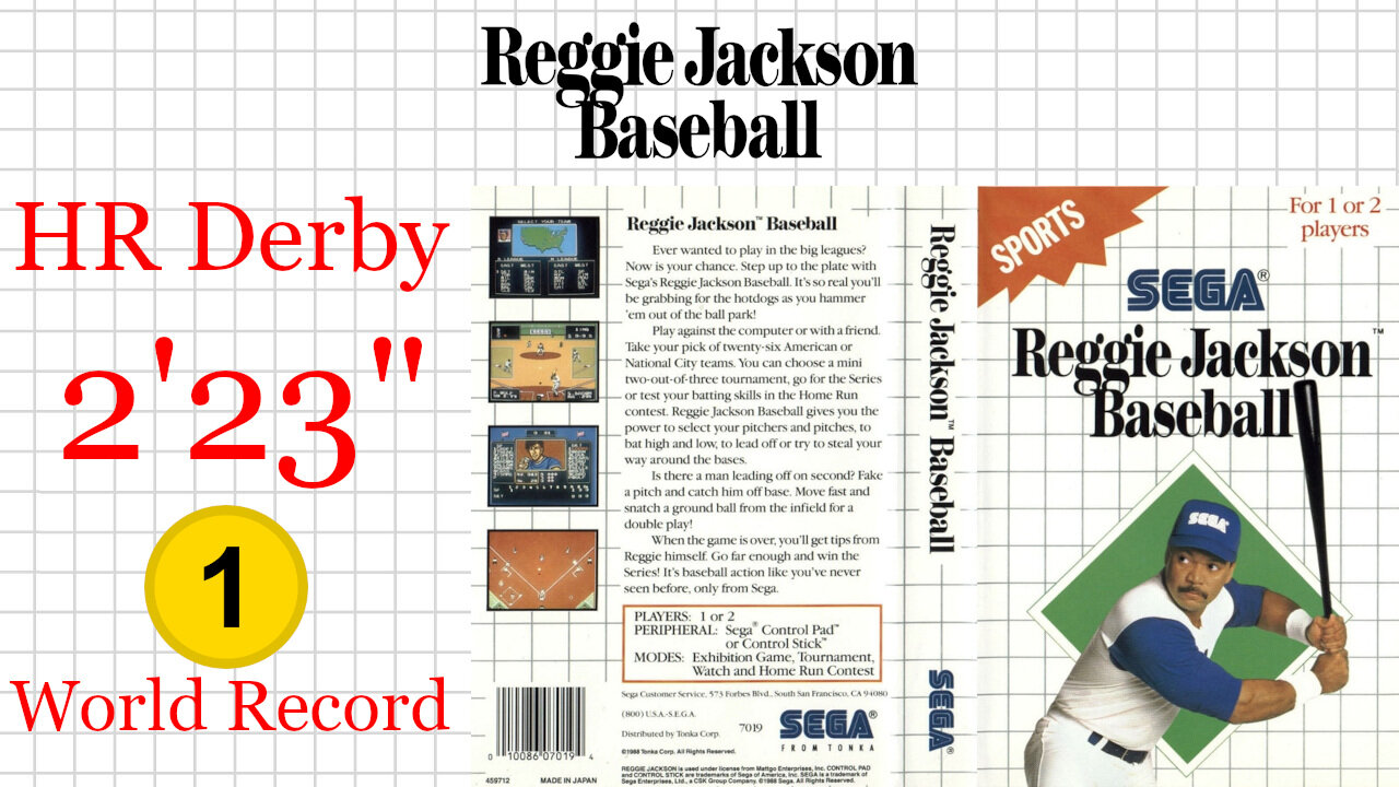 Reggie Jackson Baseball [SMS 1989] HR Derby - 10 HRs [2'23"] WR🥇 | SEGA Master System Marceau